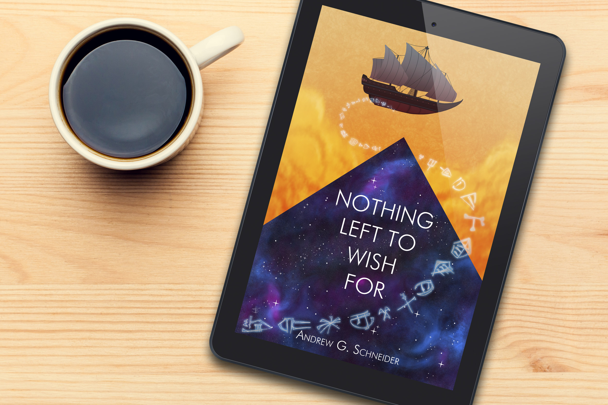 Tablet mockup for Nothing Left to Wish For.