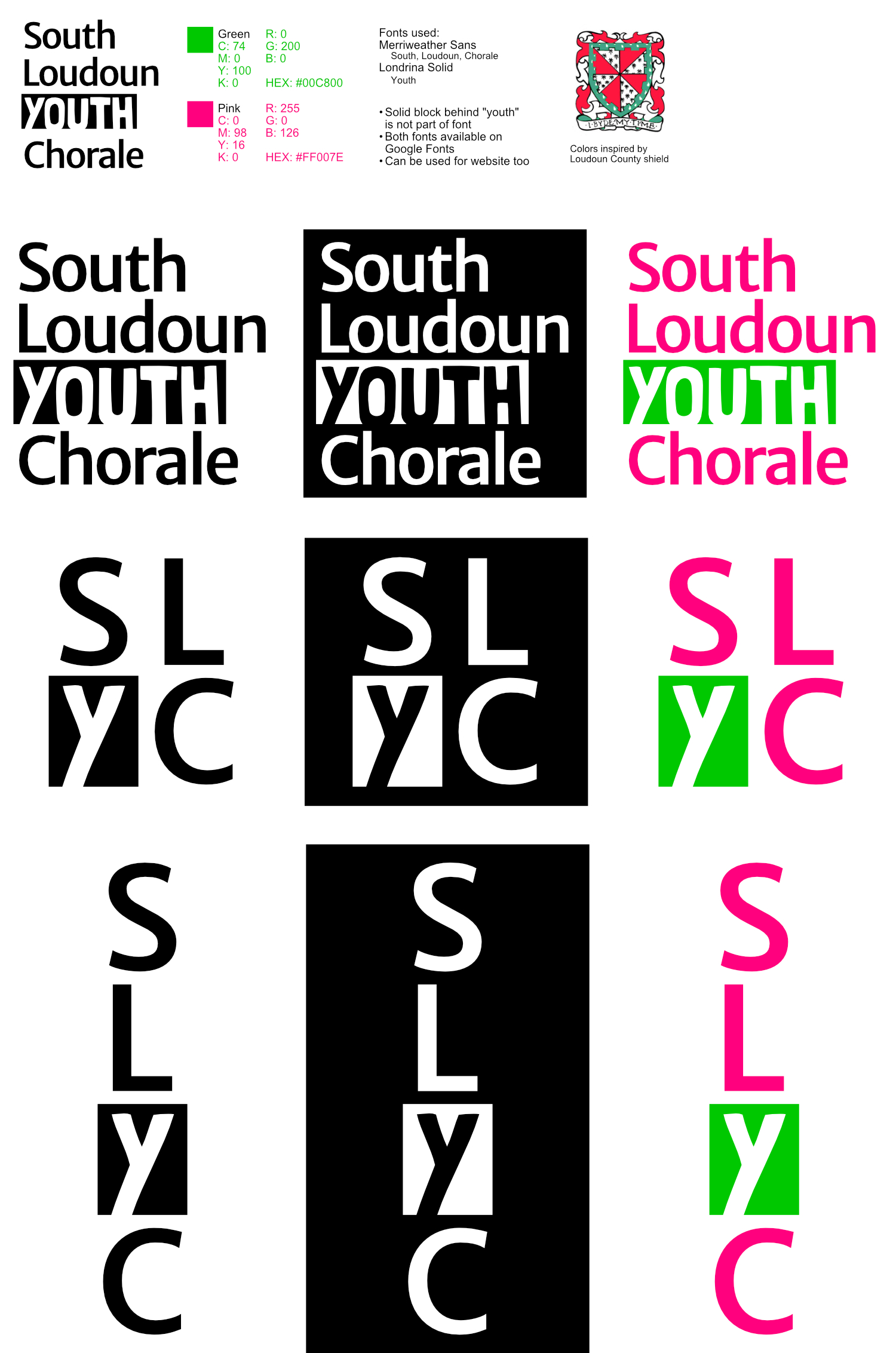 Collection of logos created for the South Loudoun Youth Chorale.